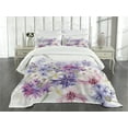 thumbnail image 1 of Ambesonne Lavender Quilted Bedspread Set 3 Pcs, Pink Purple Flowers, King Size, Violet White Pink, 1 of 5
