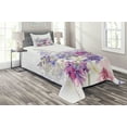 thumbnail image 1 of Ambesonne Lavender Quilted Coverlet 2 Pcs, Pink Purple Flowers, Twin Size, Violet White Pink, 1 of 2