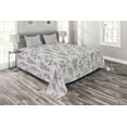 thumbnail image 1 of Ambesonne Lavender Quilted Coverlet 3 Pcs, Stripes and Flowers, Queen Size, Purple, 1 of 4