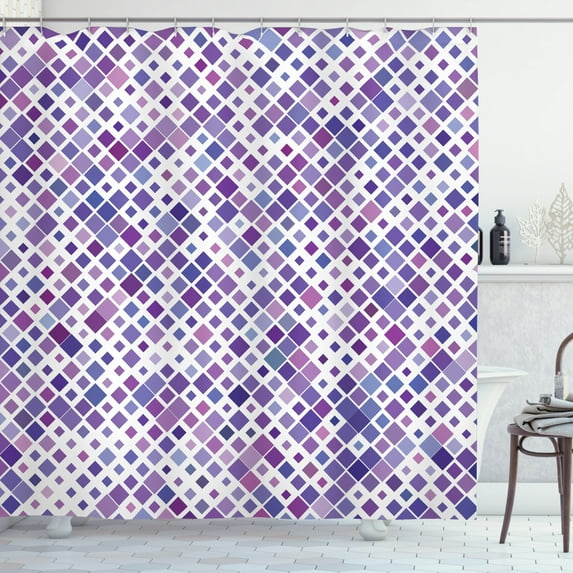 Ambesonne Lavender Shower Curtain, Purple Retro, 69"Wx84"L, Violet Purple White