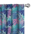 thumbnail image 1 of Ambesonne Leaf Window Curtains, Vivid Colored Island Flora, Each 28" W x 84" L, Turquoise Dark Blue, 1 of 4