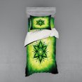 thumbnail image 1 of Ambesonne Leaf Bedding Set 3 Pcs, Esoteric Mandala Art, Twin, Emerald Lime Green, 1 of 3