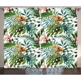 thumbnail image 1 of Ambesonne Leaf Curtains 2 Panel Set, Palm Tree Flowers Hibiscus, 108" x 96", Pale Caramel Burgundy, 1 of 1