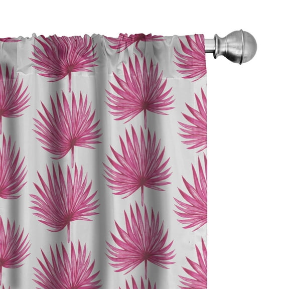 Ambesonne Leaf Curtains, Watercolor Pink Leaves, Pair of 28"x95", Hot Pink Coconut