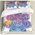 thumbnail image 1 of Ambesonne Leaf Duvet Cover Sets, Vivid Colored Lotus, 2-Queen, Earth Yellow Violet Blue, 1 of 3