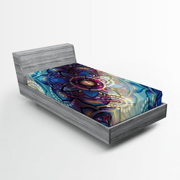 Ambesonne Leaf Fitted Sheet, Diagonal Gradient Lotus, Twin XL Size, Multicolor