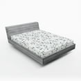 thumbnail image 1 of Ambesonne Leaf Fitted Sheet, Minimalist Eco Pattern, Queen Size, Grey White, 1 of 3