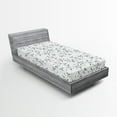 thumbnail image 1 of Ambesonne Leaf Fitted Sheet, Minimalist Eco Pattern, Twin Size, Grey White, 1 of 3