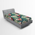 thumbnail image 1 of Ambesonne Leaf Fitted Sheet, Nature Crepe Ginger Flower, Twin Size, Dark Green Green, 1 of 2