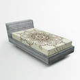 thumbnail image 1 of Ambesonne Leaf Fitted Sheet, Oriental Lace Motif Pattern, Twin Size, Seal Brown Cream, 1 of 2