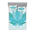 thumbnail image 1 of Ambesonne Leaf Fitted Sheet & Pillow Sham Set, Mandala Lotus Pattern Art, Queen, Sky Blue Teal, 1 of 2