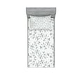 thumbnail image 1 of Ambesonne Leaf Fitted Sheet & Pillow Sham Set, Minimalist Eco Pattern, Twin, Grey White, 1 of 2