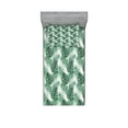 thumbnail image 1 of Ambesonne Leaf Fitted Sheet & Pillow Sham Set, Palm Mango Banana Tree, Twin, Forest Green, 1 of 2