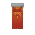 thumbnail image 1 of Ambesonne Leaf Fitted Sheet & Pillow Sham Set, Traditional Saree, Twinxl, Marigold Orange, 1 of 2