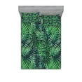 thumbnail image 1 of Ambesonne Leaf Fitted Sheet & Pillow Sham Set, Watercolored Forest Leaves, King, Forest Green Dark Green, 1 of 2