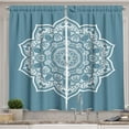 thumbnail image 1 of Ambesonne Leaf Kitchen Curtains, Lace Style Royal Round, 55"x45", Slate Blue White, 1 of 3