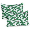 thumbnail image 1 of Ambesonne Leaf Pillow Sham 2 Pack, Cartoon Flower in the Summer, 30"x20", Hunter Green Eggplant, 1 of 3
