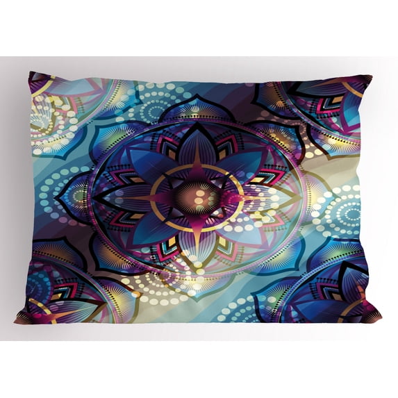 Ambesonne Leaf Pillow Sham, Diagonal Gradient Lotus, 26" X 20", Multicolor