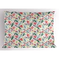 thumbnail image 1 of Ambesonne Leaf Pillow Sham, Hand Drawn Style Poppies, 26" X 20", Multicolor, 1 of 2
