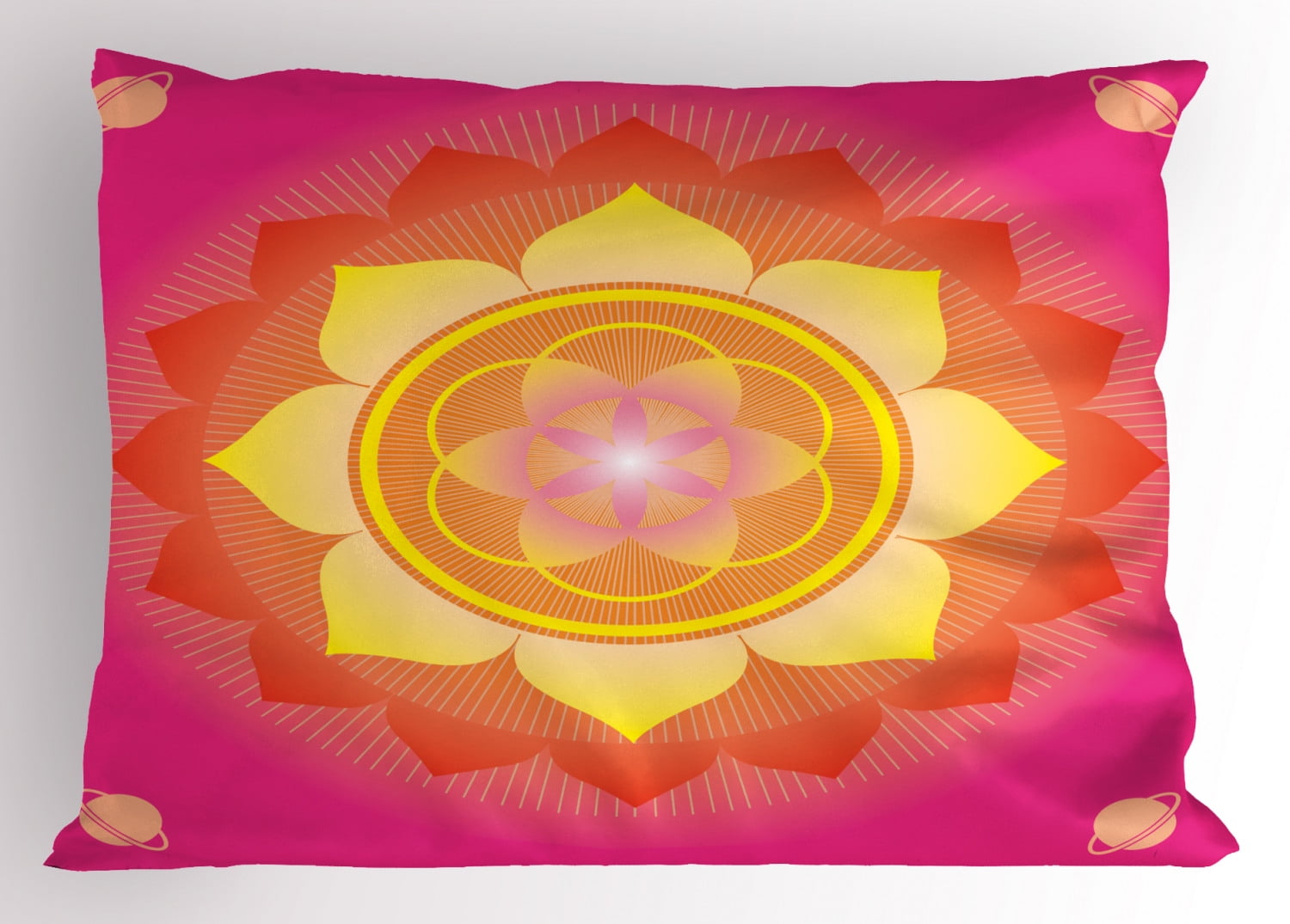 Vibrant Hot Pink and Yellow King Polyester Pillow Sham