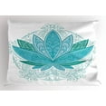 thumbnail image 1 of Ambesonne Leaf Pillow Sham, Mandala Lotus Pattern Art, 36" X 20", Sky Blue Teal, 1 of 2