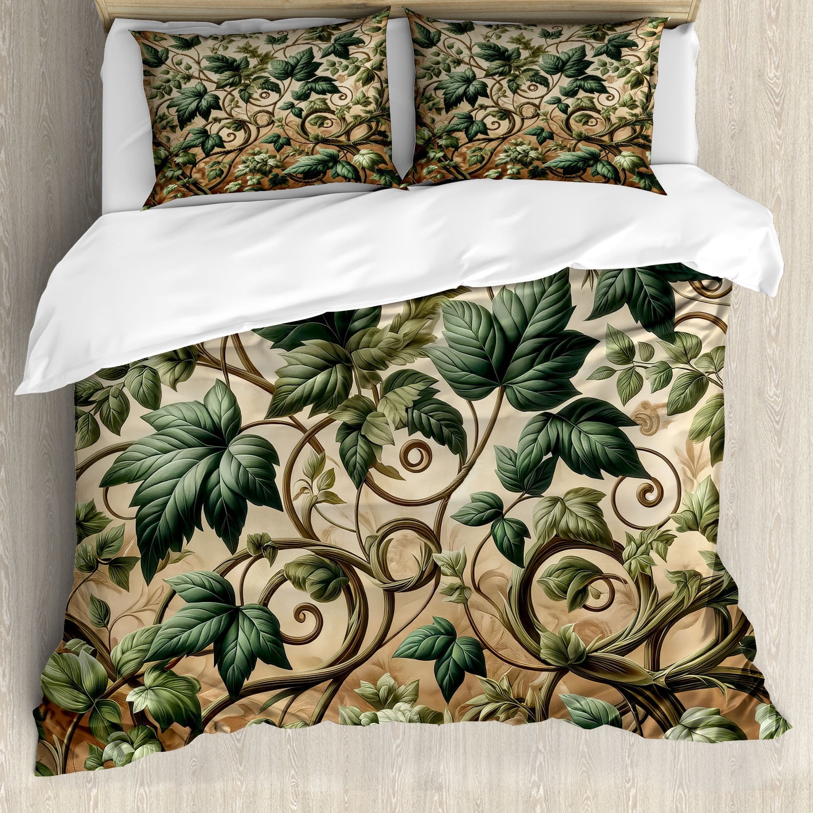 Ambesonne Leaf Print Duvet Cover Set