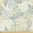 thumbnail image 1 of Ambesonne Leaf Print Fabric by the Yard Upholstery, Line Boho Leaves Fall, 2 Yards, Dark Ceil Blue and Fern Green, 1 of 1