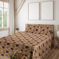 thumbnail image 1 of Ambesonne Leaf Print Fitted & Flat Sheet with Sham 3 Pcs Set, Autumn Bohemian Ethnic, Twin, Cocoa Mustard Ruby, 1 of 1