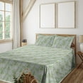 thumbnail image 1 of Ambesonne Leaf Print Fitted & Flat Sheet with Sham 3 Pcs Set, Grunge Art Palm Leaves, Twin, Pale Grey Lime Green, 1 of 1