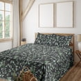 thumbnail image 1 of Ambesonne Leaf Print Fitted & Flat Sheet with Sham 3 Pcs Set, Romantic Eucalyptus Art, Twin, Dark Grey Laurel Green, 1 of 5