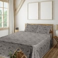 thumbnail image 1 of Ambesonne Leaf Print Fitted & Flat Sheet with Shams 4 Pcs Set, Abstract Leaves Dotted, Calking, Eggshell and Taupe Grey, 1 of 1