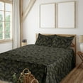 thumbnail image 1 of Ambesonne Leaf Print Fitted & Flat Sheet with Shams 4 Pcs Set, Art Jungle Banana Leaves, King, Olive Green and Charcoal Grey, 1 of 1