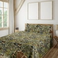 thumbnail image 1 of Ambesonne Leaf Print Fitted & Flat Sheet with Shams 4 Pcs Set, Autumnal Leaves Motif, Queen, Khaki Fawn and Dark Grey, 1 of 1