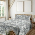 thumbnail image 1 of Ambesonne Leaf Print Fitted & Flat Sheet with Shams 4 Pcs Set, Leaves Vintage Neutral, Calking, Pale Blue Grey Tan White, 1 of 5