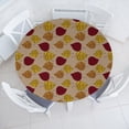 thumbnail image 1 of Ambesonne Leaf Print Fitted Round Tablecloth, Autumn Bohemian Ethnic, 56"- 60" Diameter, Cocoa Mustard Ruby, 1 of 5