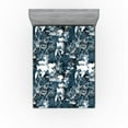 thumbnail image 1 of Ambesonne Leaf Print Fitted Sheet, Abstract Botany Leaves, Full Size, Dark Petrol Blue and White, 1 of 5