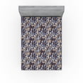 thumbnail image 1 of Ambesonne Leaf Print Fitted Sheet, Botany Nostalgia Leaves, King Size, Fawn Indigo and Dusk, 1 of 5