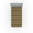 thumbnail image 1 of Ambesonne Leaf Print Fitted Sheet, Leaves Floating Pattern, Twin Size, Army Green Mustard Black, 1 of 5