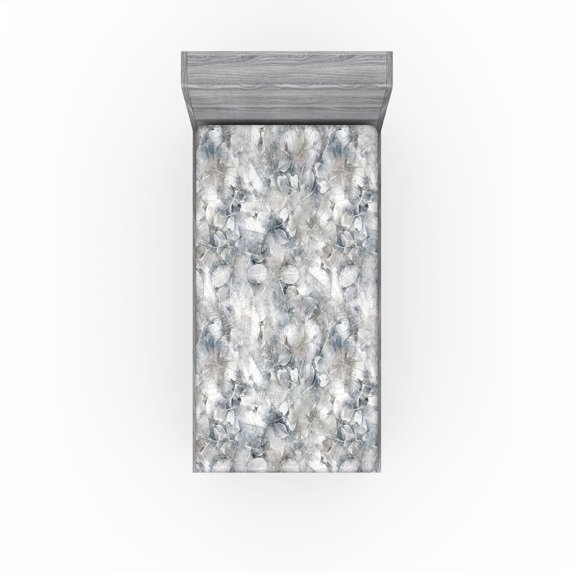 Ambesonne Leaf Print Fitted Sheet, Leaves Vintage Neutral, Twin XL Size, Pale Blue Grey Tan White