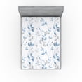 thumbnail image 1 of Ambesonne Leaf Print Fitted Sheet, Modern Minimalist Leafy, Full Size, Sea Blue and Pale Grey, 1 of 5