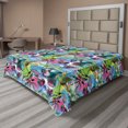 thumbnail image 1 of Ambesonne Leaf Print Flat Bedding Sheet Soft Top Sheet, Colorful Leaves Modern, California King, Green Blue and Pink, 1 of 1
