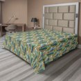 thumbnail image 1 of Ambesonne Leaf Print Flat Bedding Sheet Soft Top Sheet, Leafy Forest Summer Art, Full, Fawn Mustard Dark Teal, 1 of 1