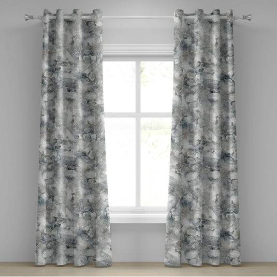 Ambesonne Leaf Print Grommet Curtain, Leaves Vintage Neutral, 50"x72", Pale Blue Grey Tan White