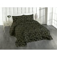 thumbnail image 1 of Ambesonne Leaf Print Quilted Bedspread Set 3 Pcs, Art Jungle Banana Leaves, Queen, Olive Green and Charcoal Grey, 1 of 4