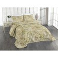 thumbnail image 1 of Ambesonne Leaf Print Quilted Coverlet 3 Pcs, Leaves Nature Pattern, King Size, Pale Khaki Brown Green, 1 of 4