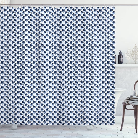 Ambesonne Leaf Print Shower Curtain, Leaves and Water Drops, 69"Wx75"L, Night Blue White