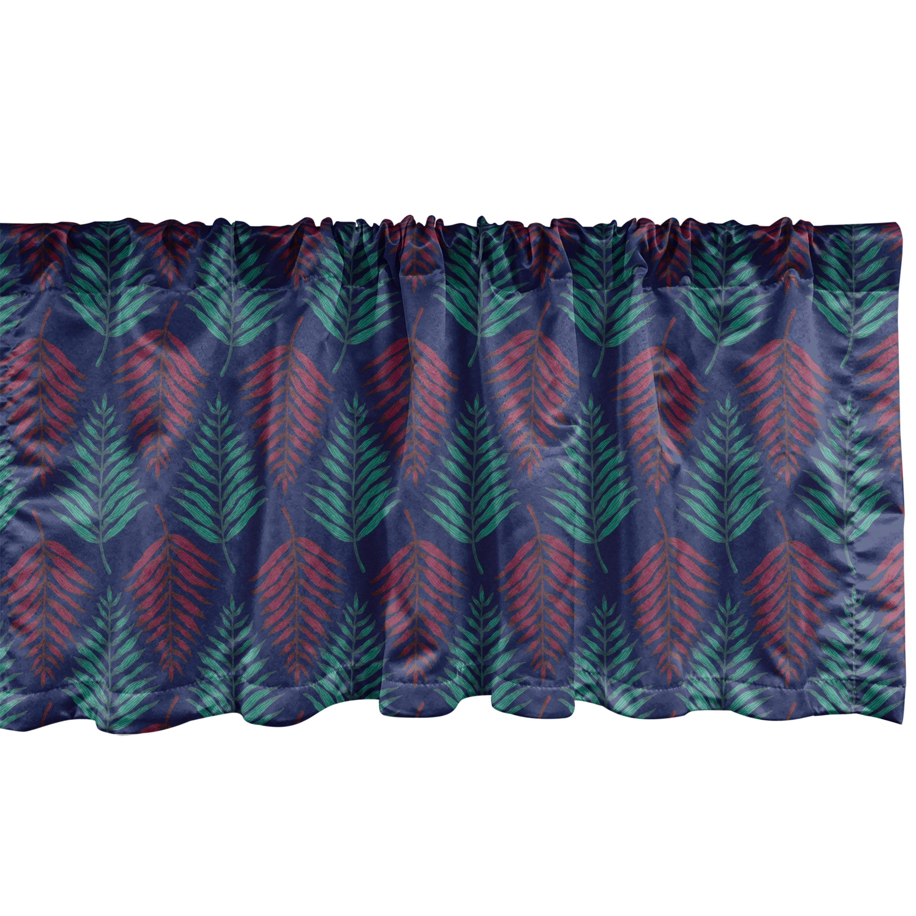 Tropical Jungle Leaf Print Satin Window Valance 54" x 18" 2-Pack