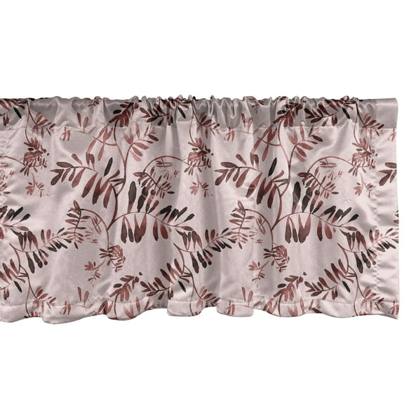 Ambesonne Leaf Print Valance Pack of 2, Wild Branches Forest Art, 54"X18", Rose and Pale Maroon