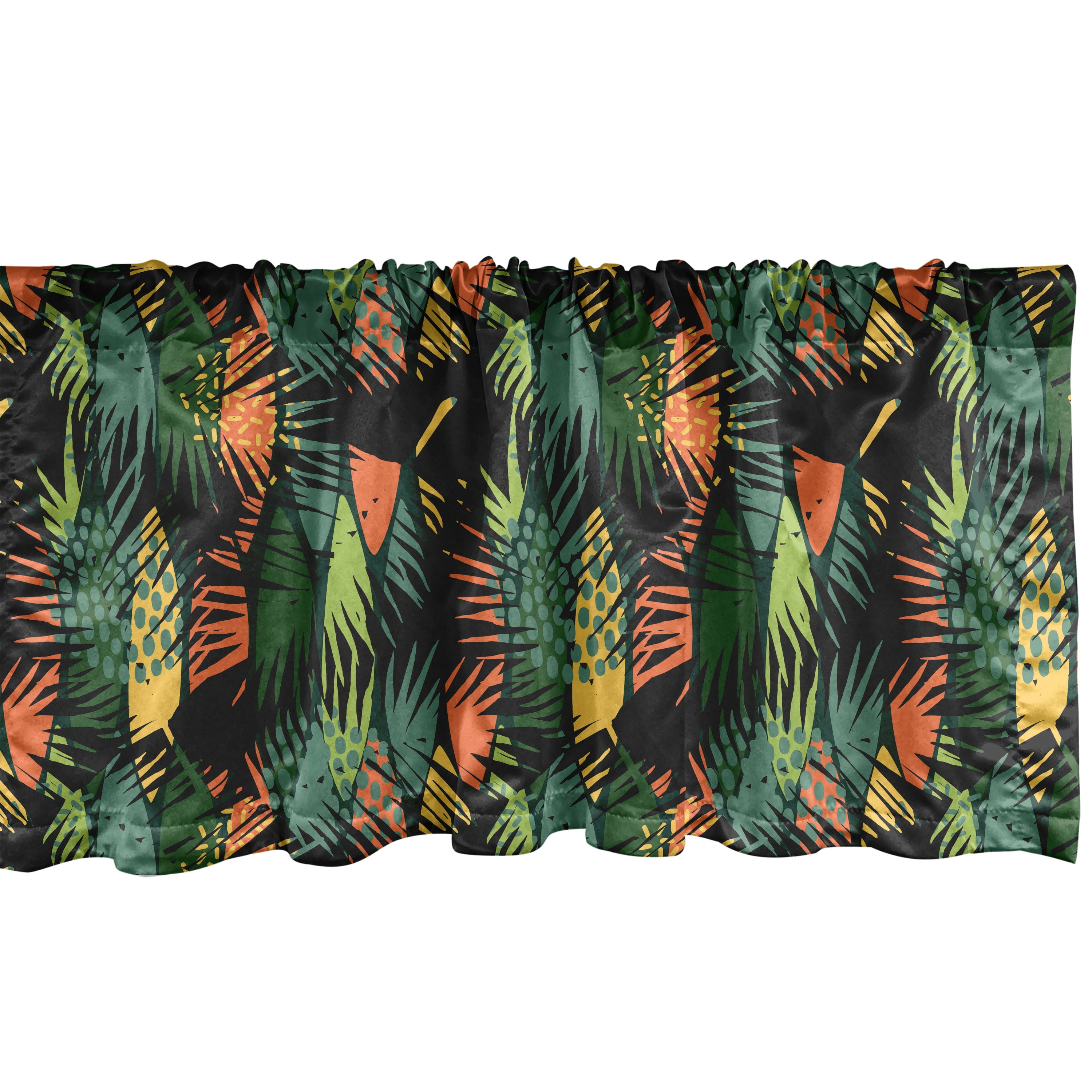 Tropical Multicolor Satin Polyester Rod Pocket Valance 54"W x 18"L