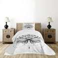 thumbnail image 1 of Ambesonne Leaf Quilted Bedspread Set 2 Pcs, Ornamental Lotus Sketch, Twin Size, Seal Brown White, 1 of 6